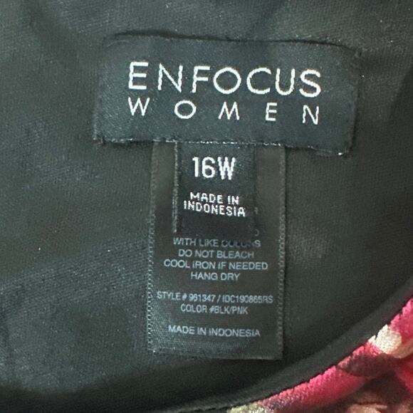 Enfocus Women formal hi/lo dress black w floral print Sleeveless womens size 16W - Picture 3 of 10